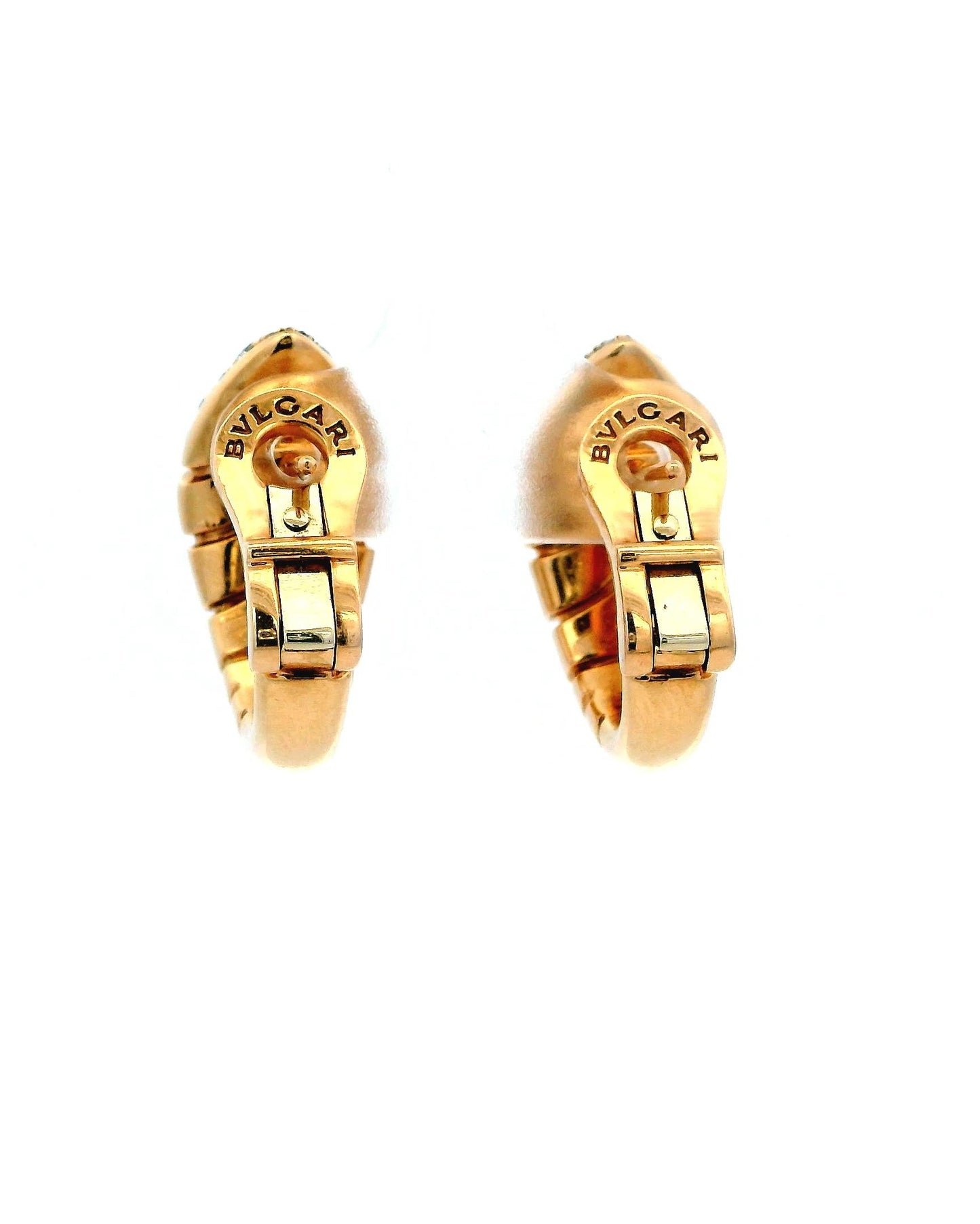 Bvlgari Serpenti Tubogas 18K Rose Gold Pave Earrings