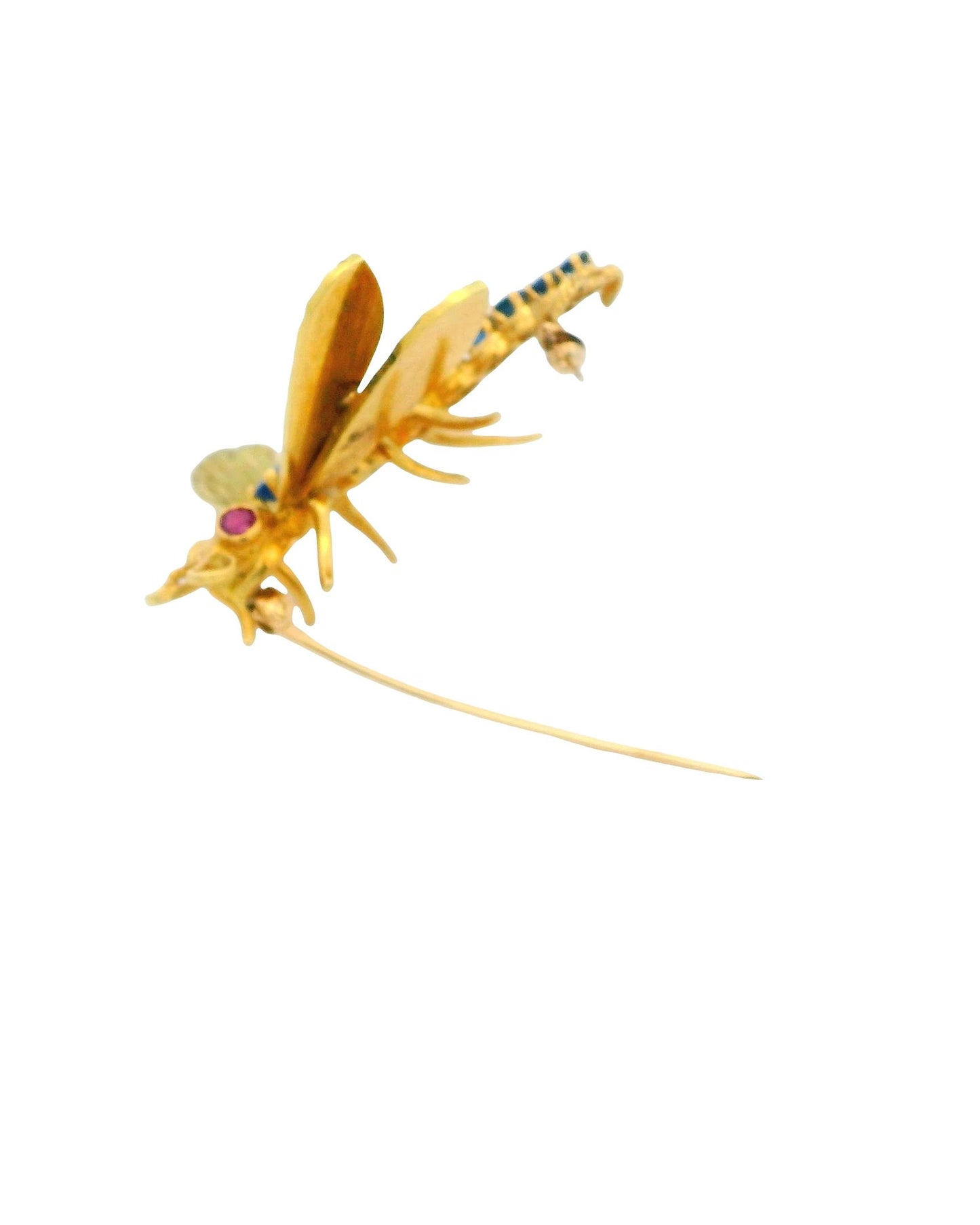 18K Eight-Sapphire Body Ruby Eyes Dragonfly Brooch