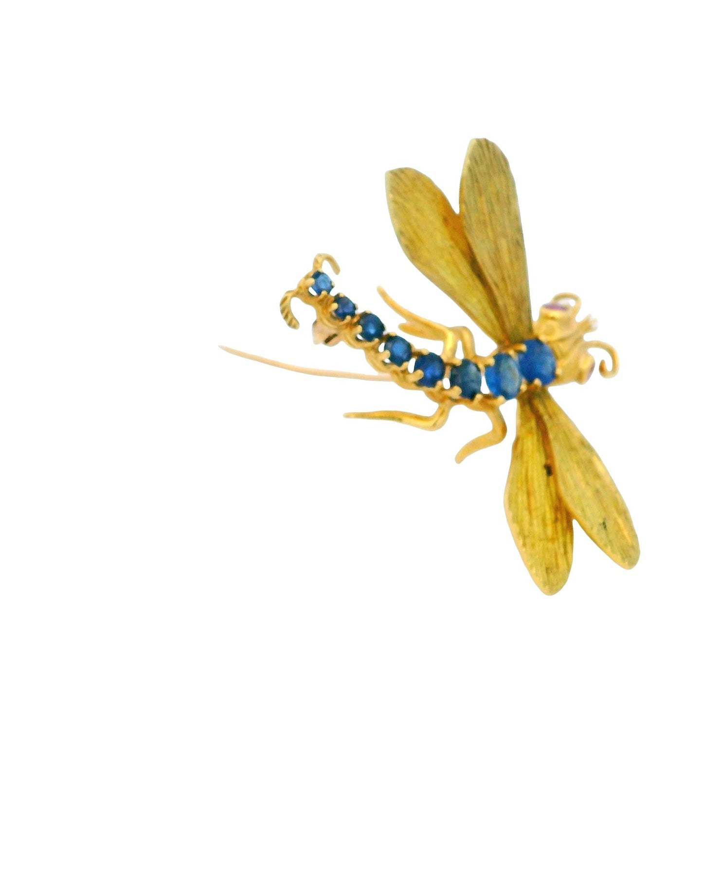 18K Eight-Sapphire Body Ruby Eyes Dragonfly Brooch