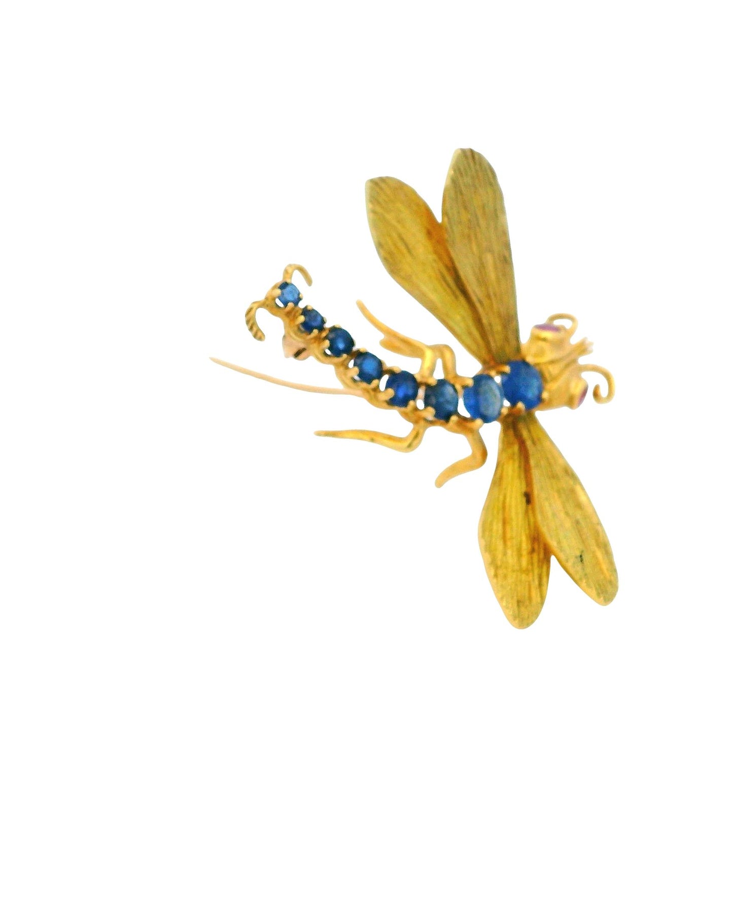 18K Eight-Sapphire Body Ruby Eyes Dragonfly Brooch