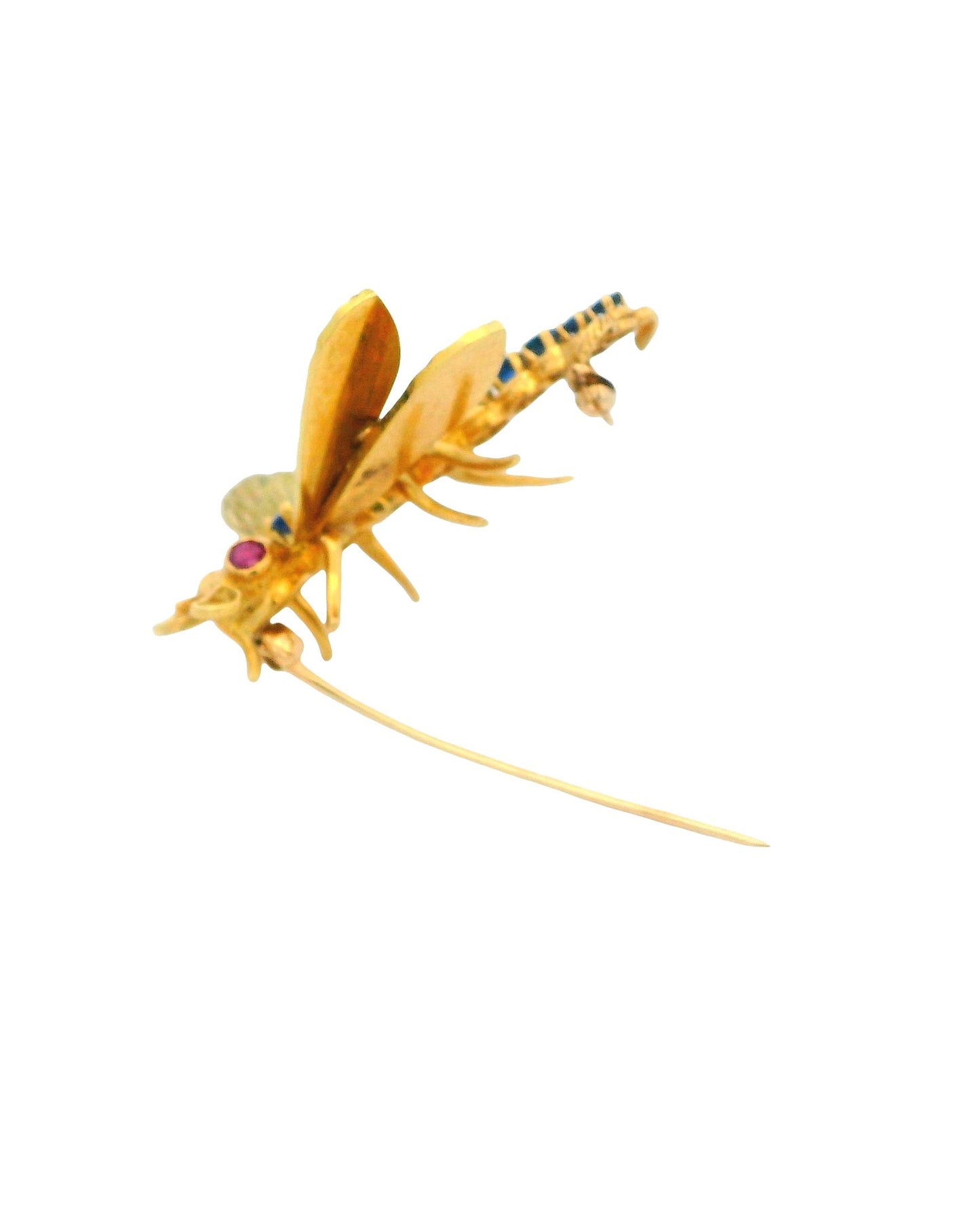 18K Eight-Sapphire Body Ruby Eyes Dragonfly Brooch