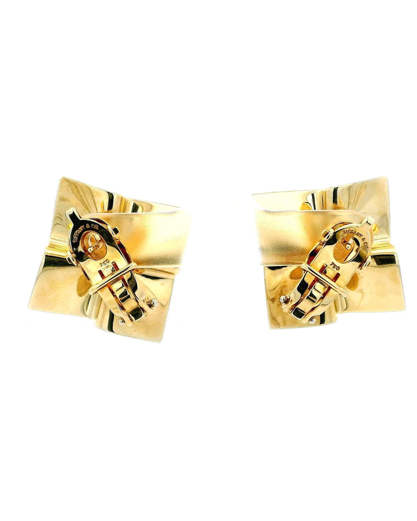 Tiffany & Co 1960 Retro Swirl Squared Clips Earrings In 18Kt Yellow Gold
