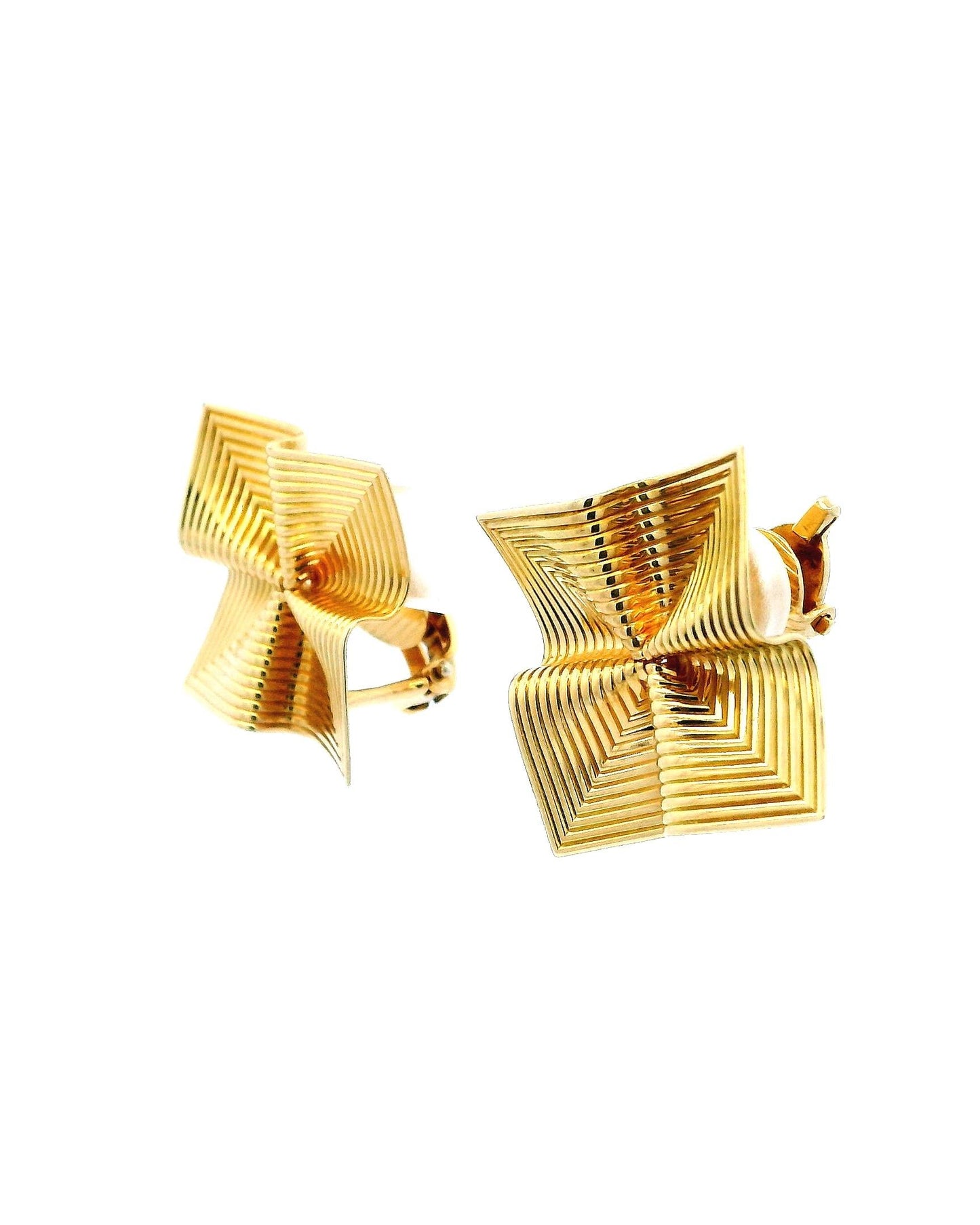 Tiffany & Co 1960 Retro Swirl Squared Clips Earrings In 18Kt Yellow Gold
