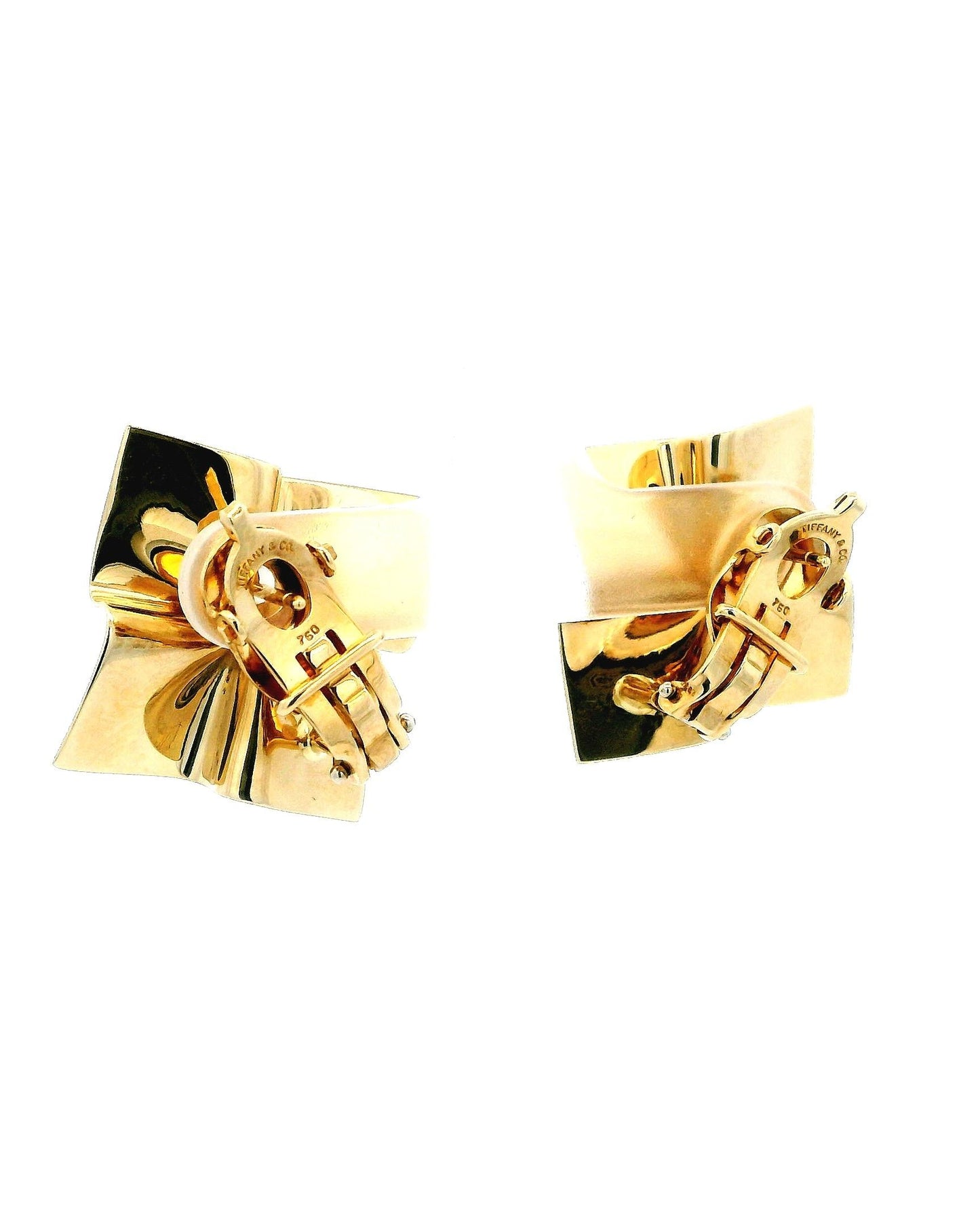Tiffany & Co 1960 Retro Swirl Squared Clips Earrings In 18Kt Yellow Gold
