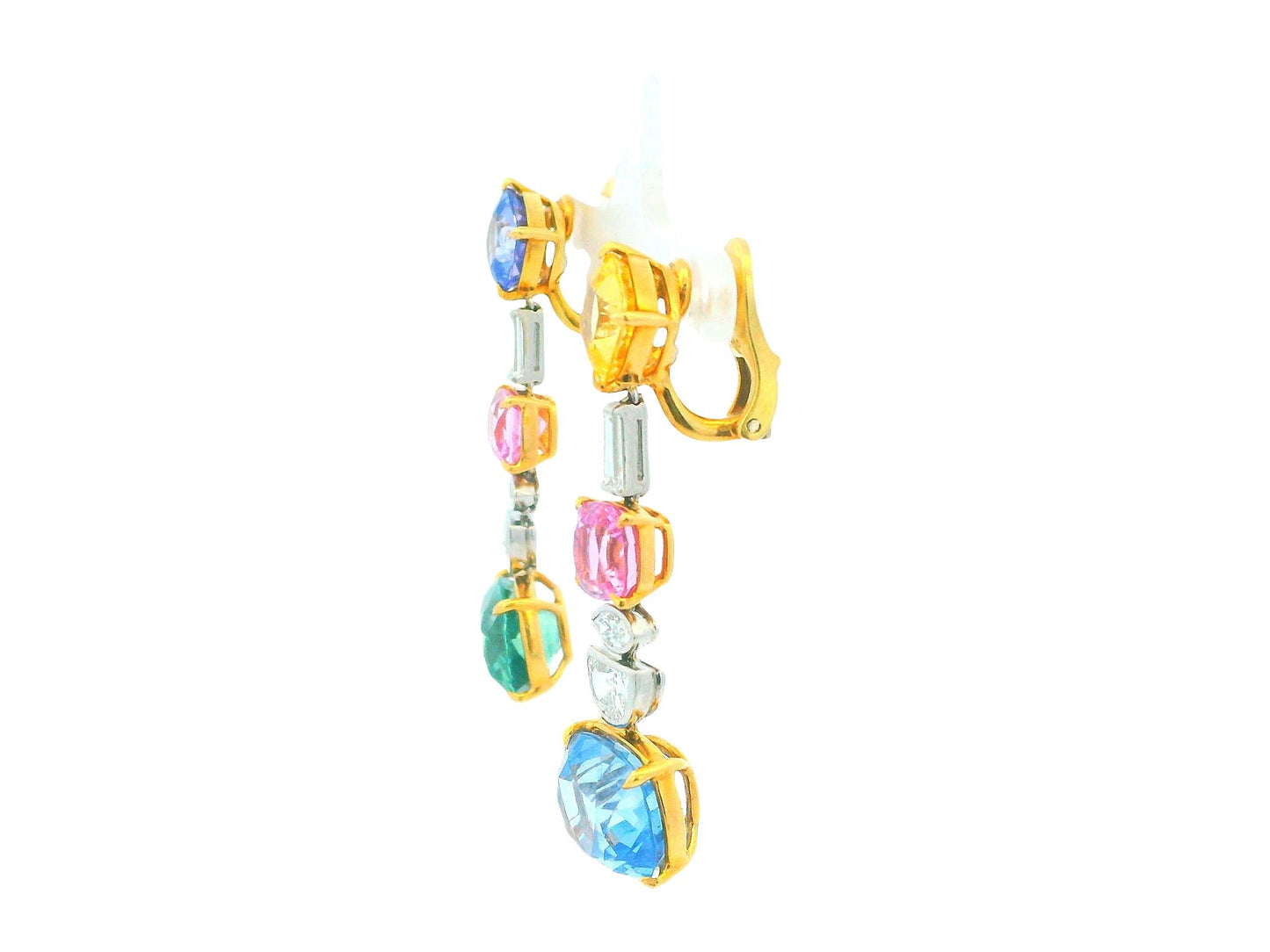 Bvlgari 18K Gold sapphire and diamond Vintage Earrings.
