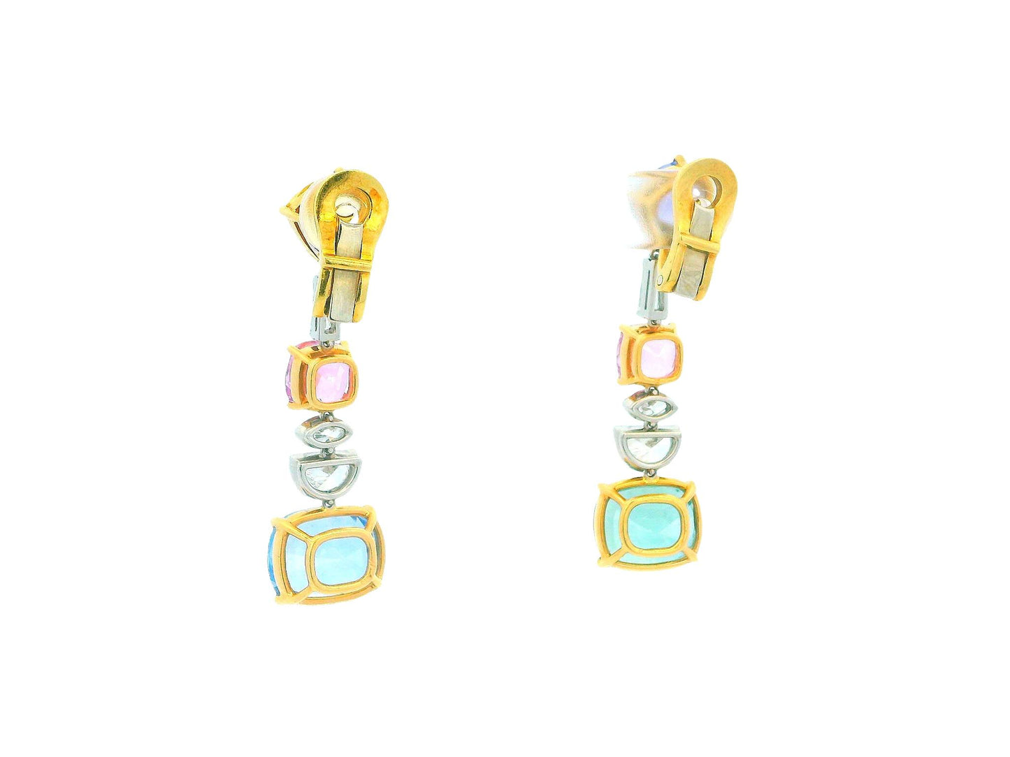 Bvlgari 18K Gold sapphire and diamond Vintage Earrings.
