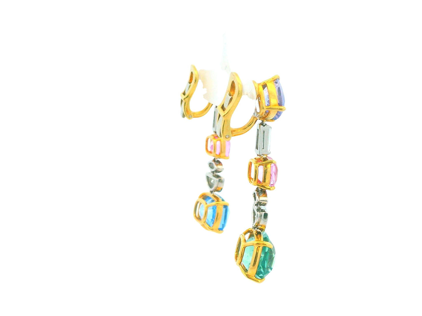Bvlgari 18K Gold sapphire and diamond Vintage Earrings.
