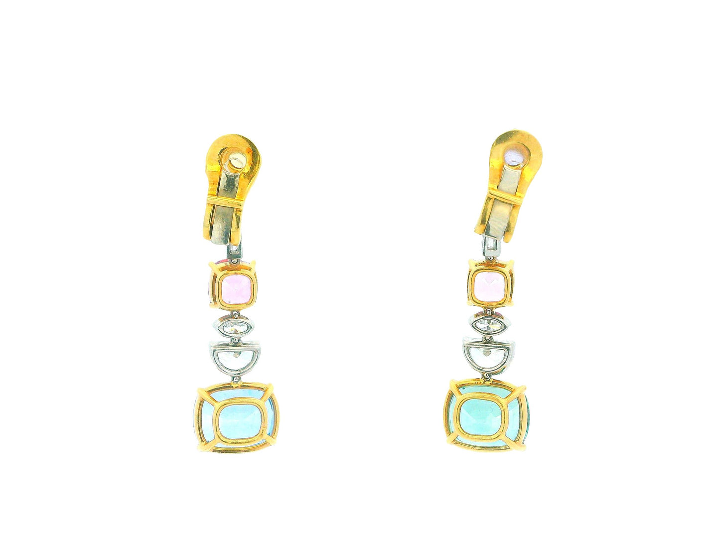 Bvlgari 18K Gold sapphire and diamond Vintage Earrings.