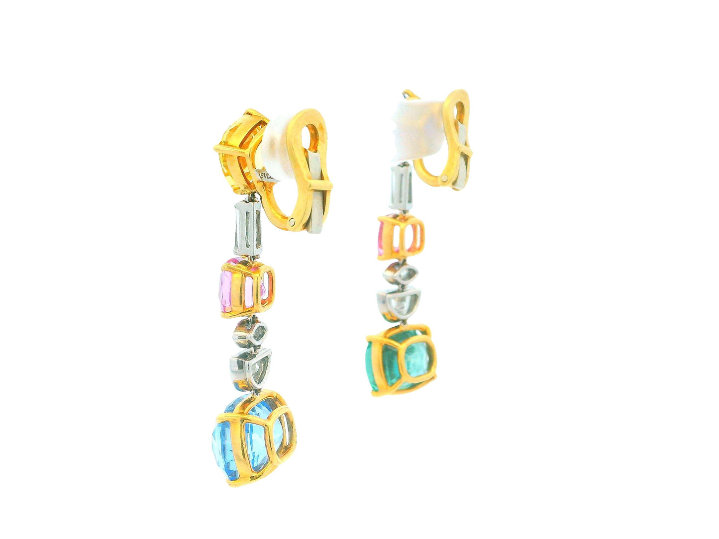 Bvlgari 18K Gold sapphire and diamond Vintage Earrings.