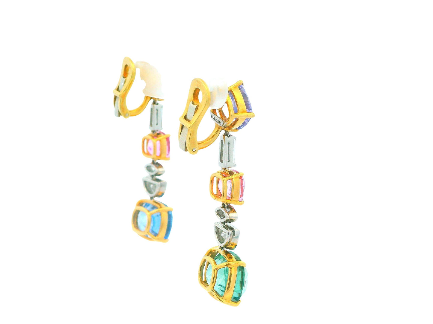 Bvlgari 18K Gold sapphire and diamond Vintage Earrings.