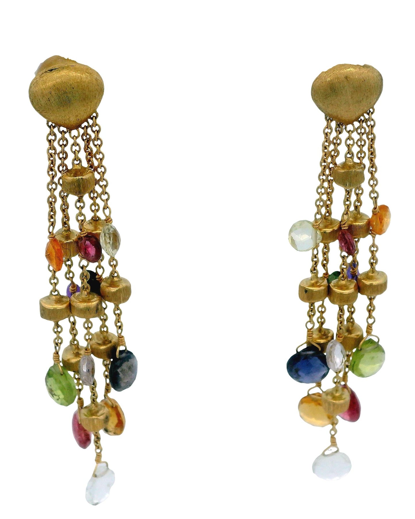Marco Bicego Paradise 4 Strand Mixed Gemstone Earring in 18k Yellow Gold