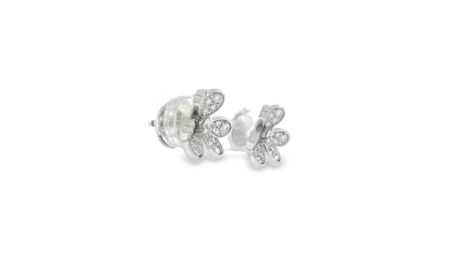 Van Cleef & Arpels 18K White Gold Diamond Frivole Earrings