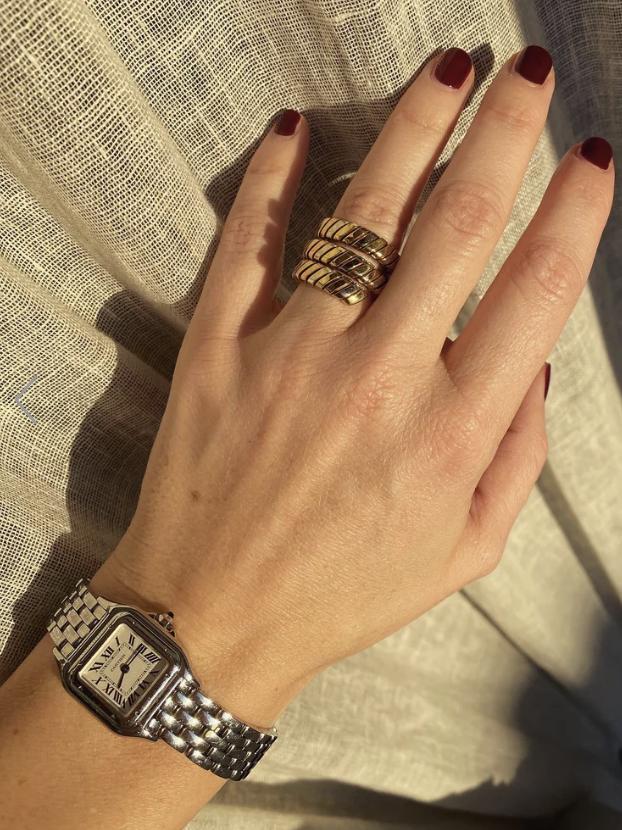 Bvlgari Tubogas 18k Tricolor Snake Ring