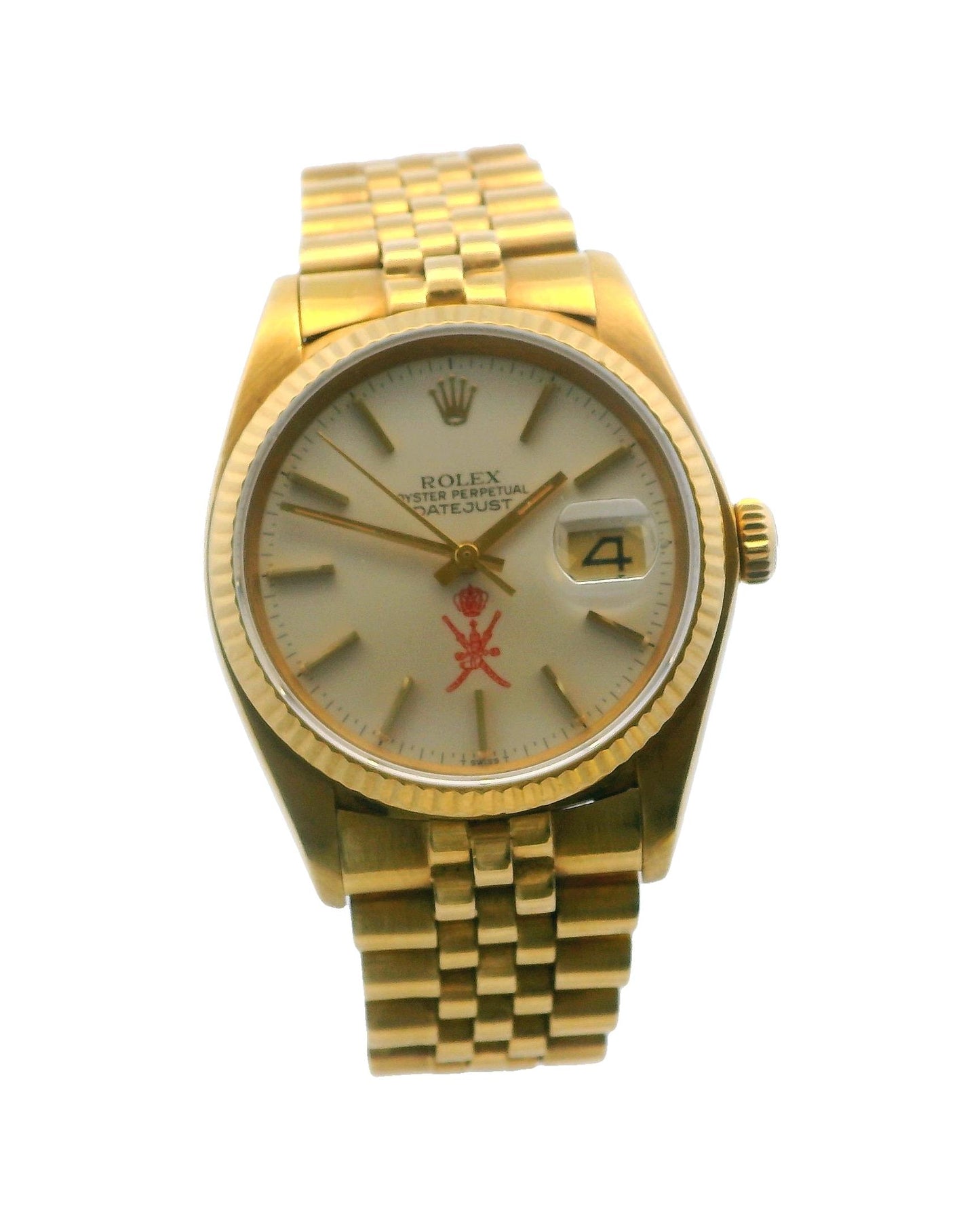 Rolex 16018 18k Yellow Gold Red Khanjar Dial Vintage Watch