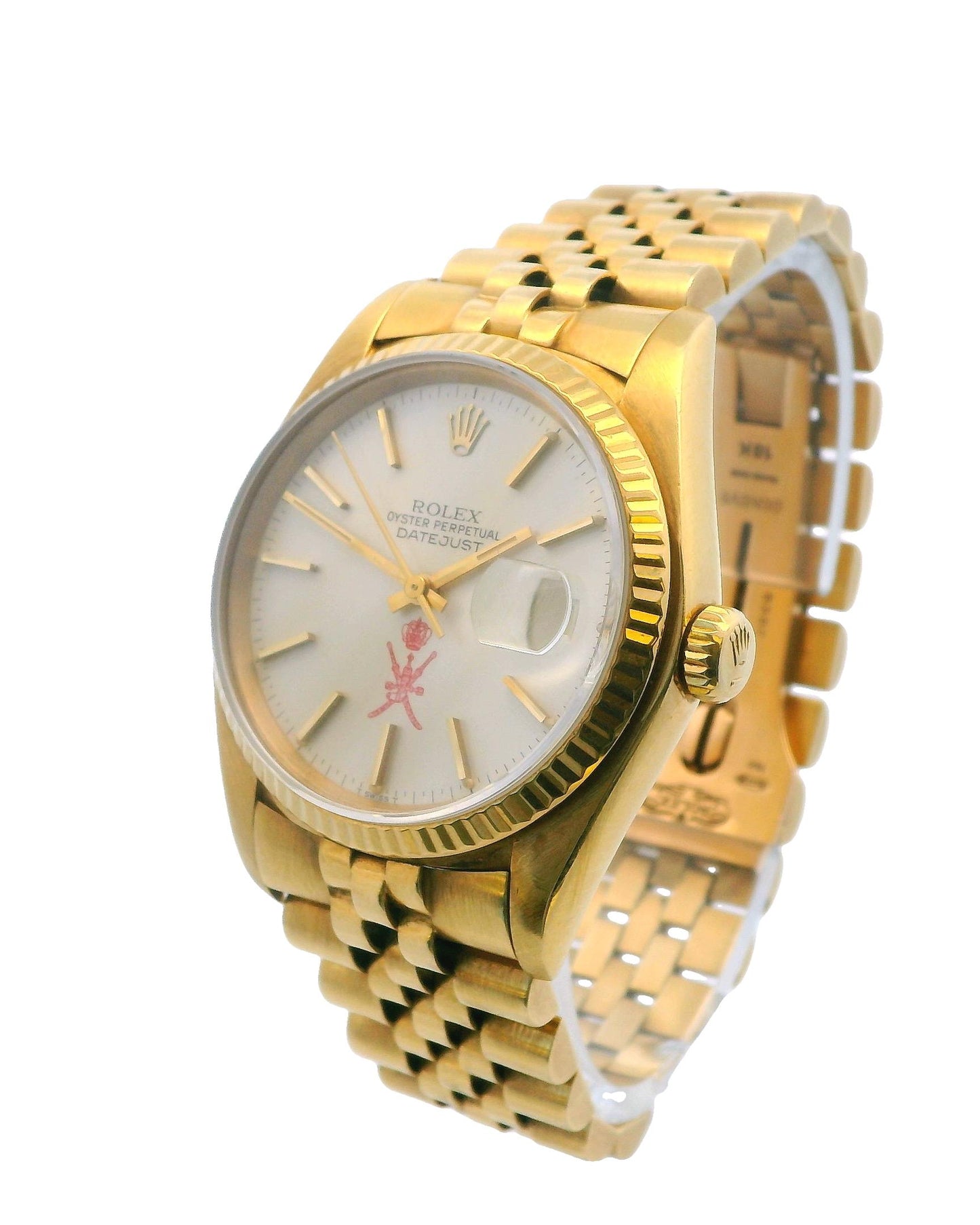 Rolex 16018 18k Yellow Gold Red Khanjar Dial Vintage Watch