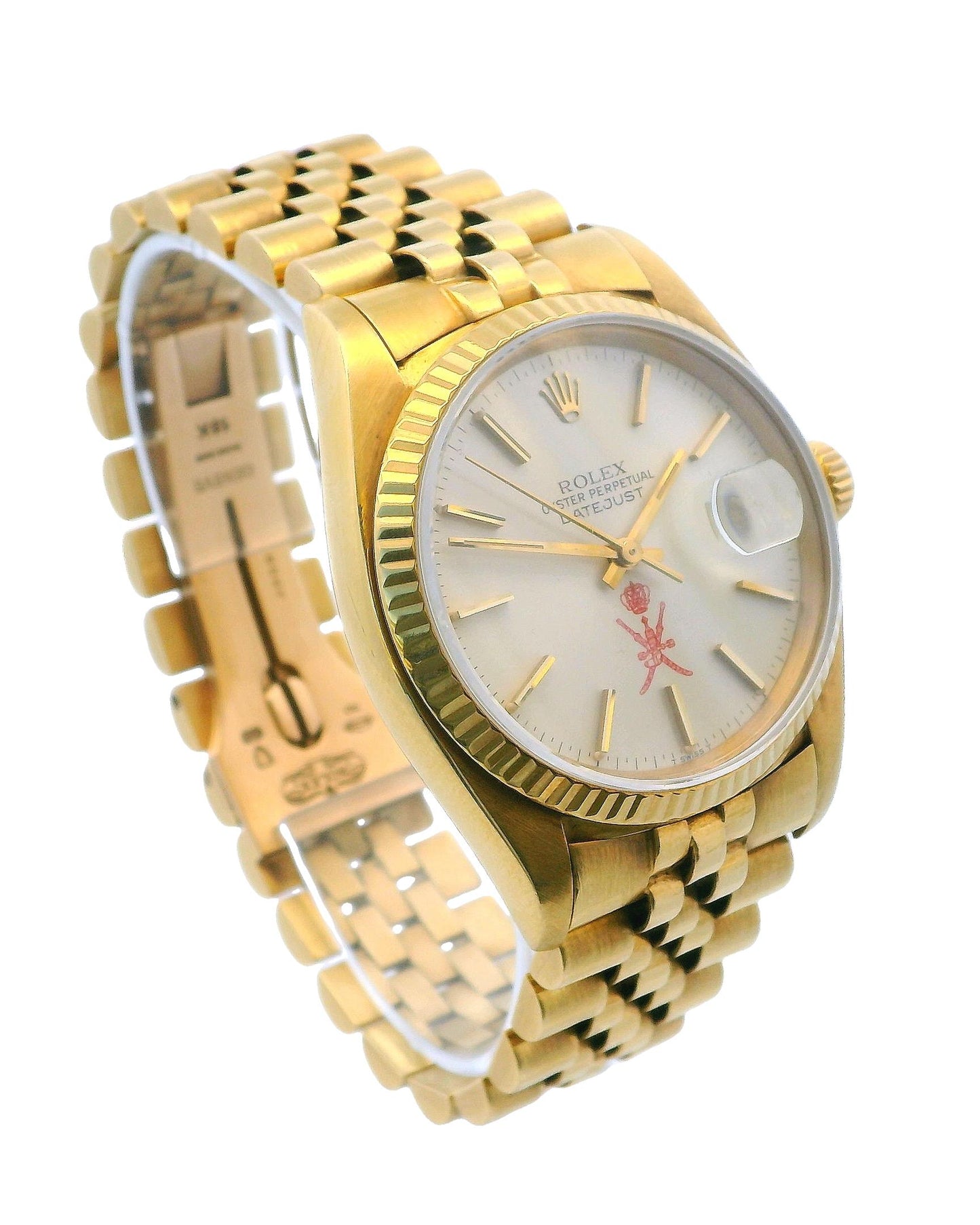 Rolex 16018 18k Yellow Gold Red Khanjar Dial Vintage Watch