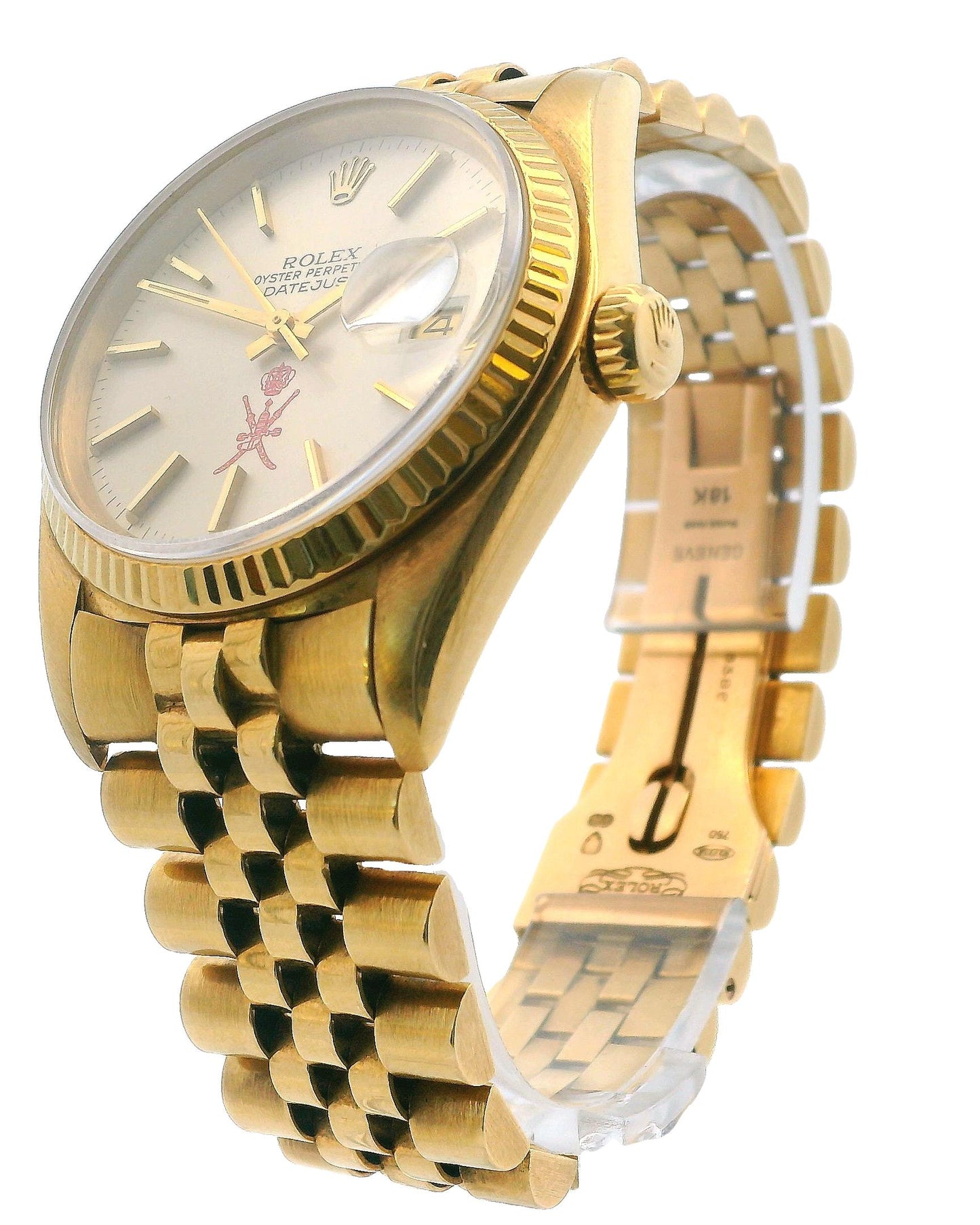 Rolex 16018 18k Yellow Gold Red Khanjar Dial Vintage Watch