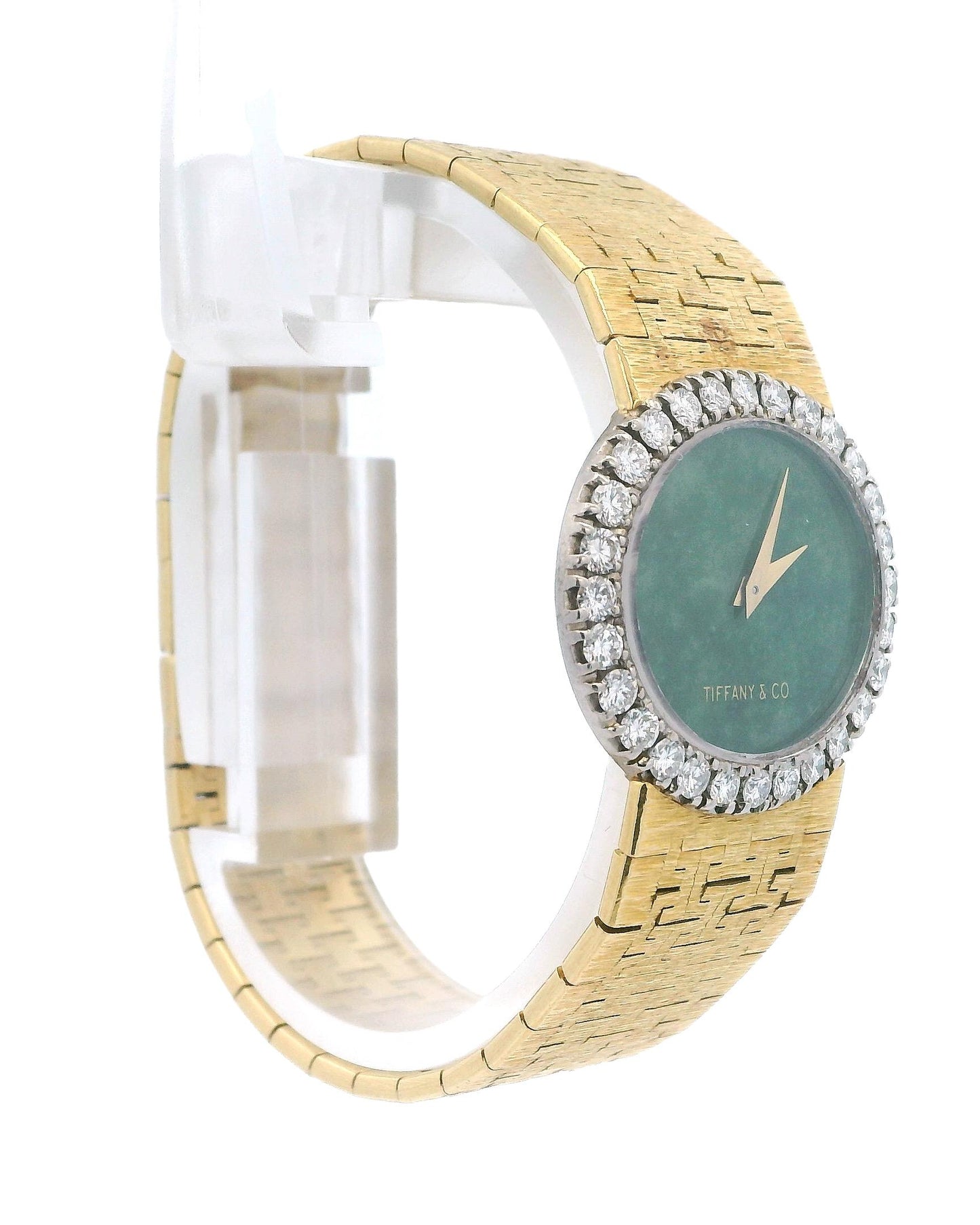 Piaget T&Co Jade Dial Diamond Bezel Mesh Bracelet in 18K Yellow Gold