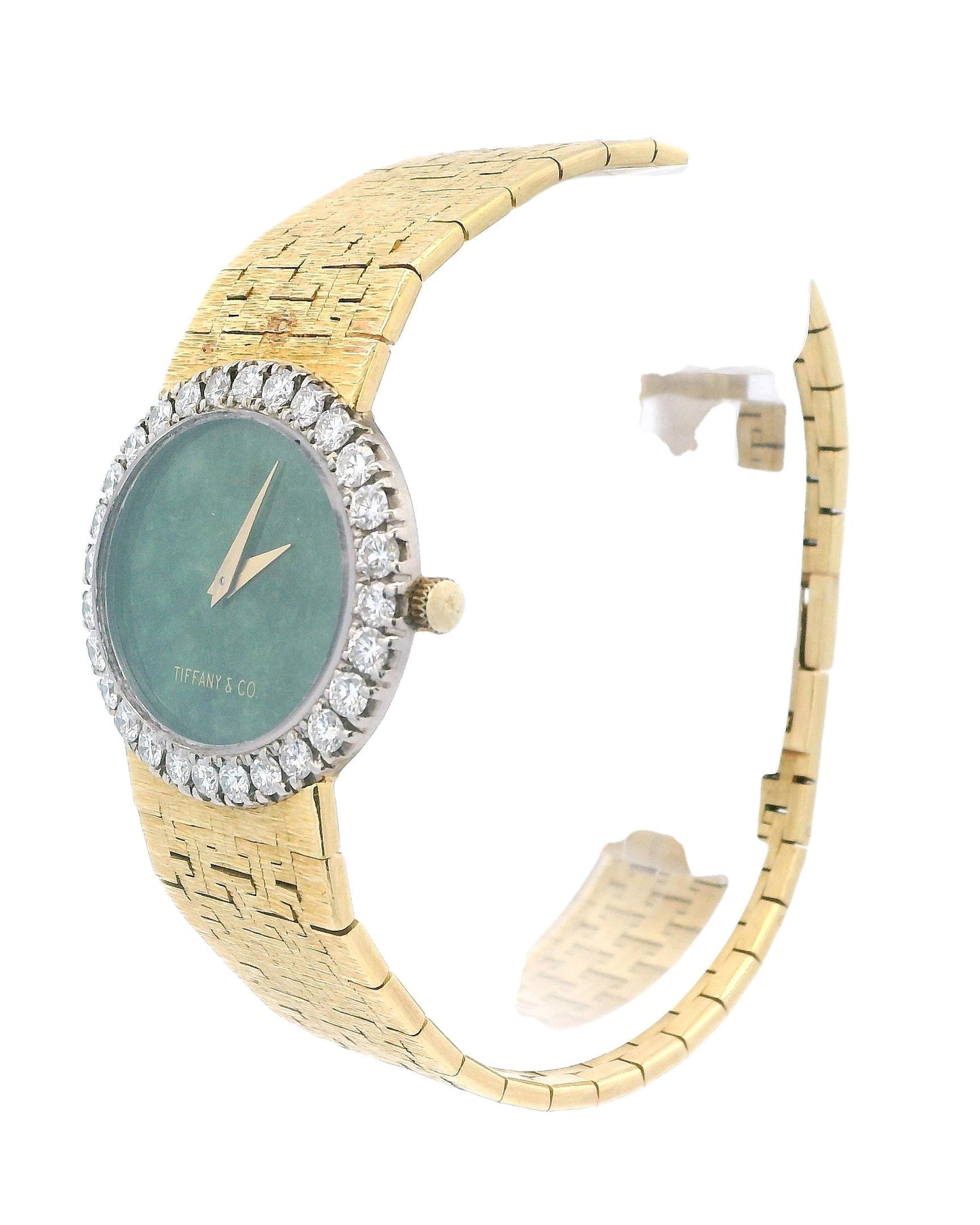 Piaget T&Co Jade Dial Diamond Bezel Mesh Bracelet in 18K Yellow Gold