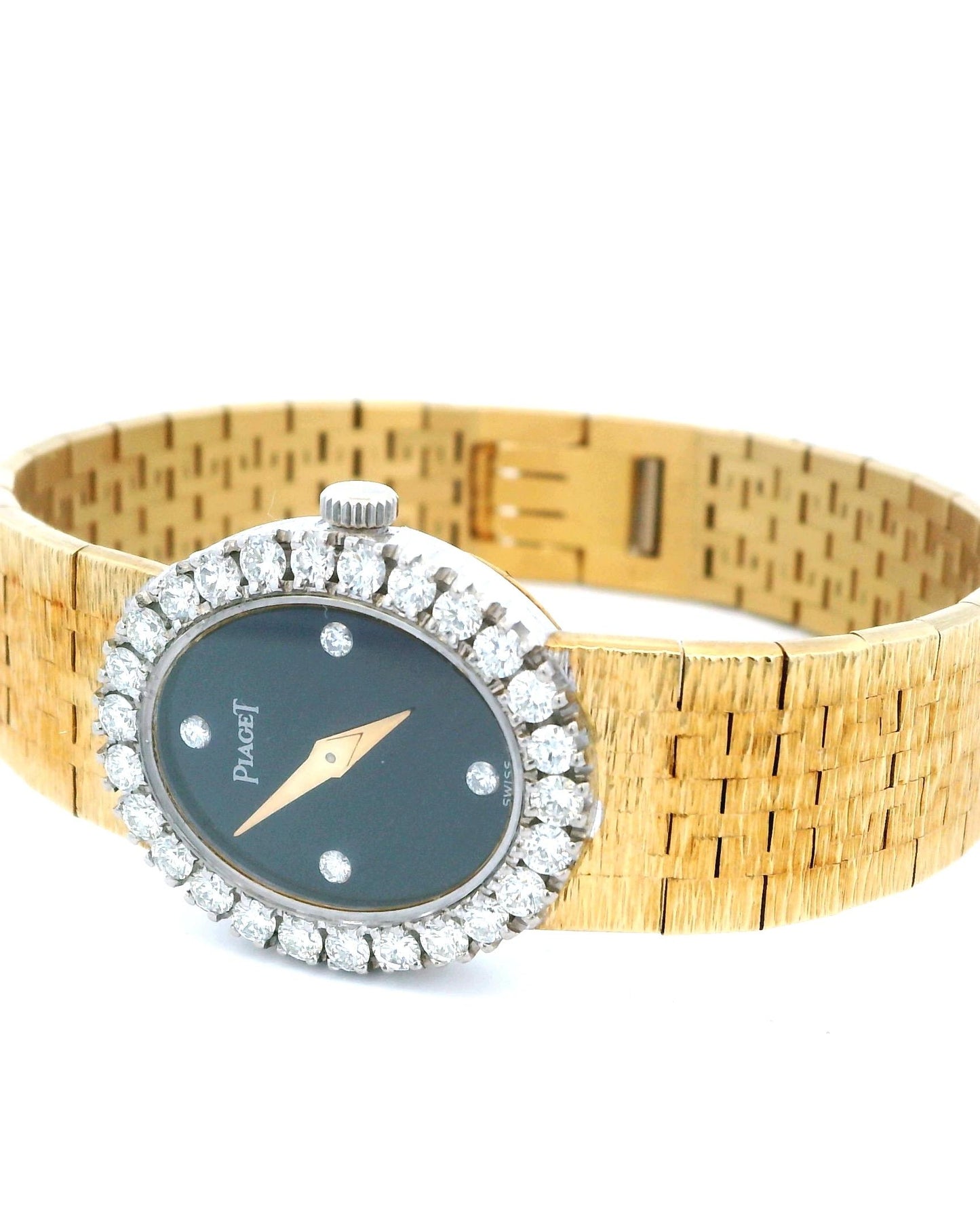 Piaget 8326A6 18K Yellow Gold Onyx Dial & Diamond Bezel Ladies Watch