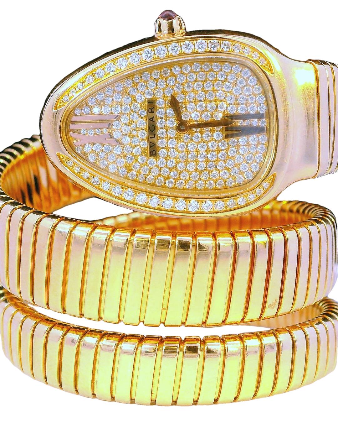 Bvlgari Serpenti SPP35G 18k Rose Gold Pave Dial & Bezel