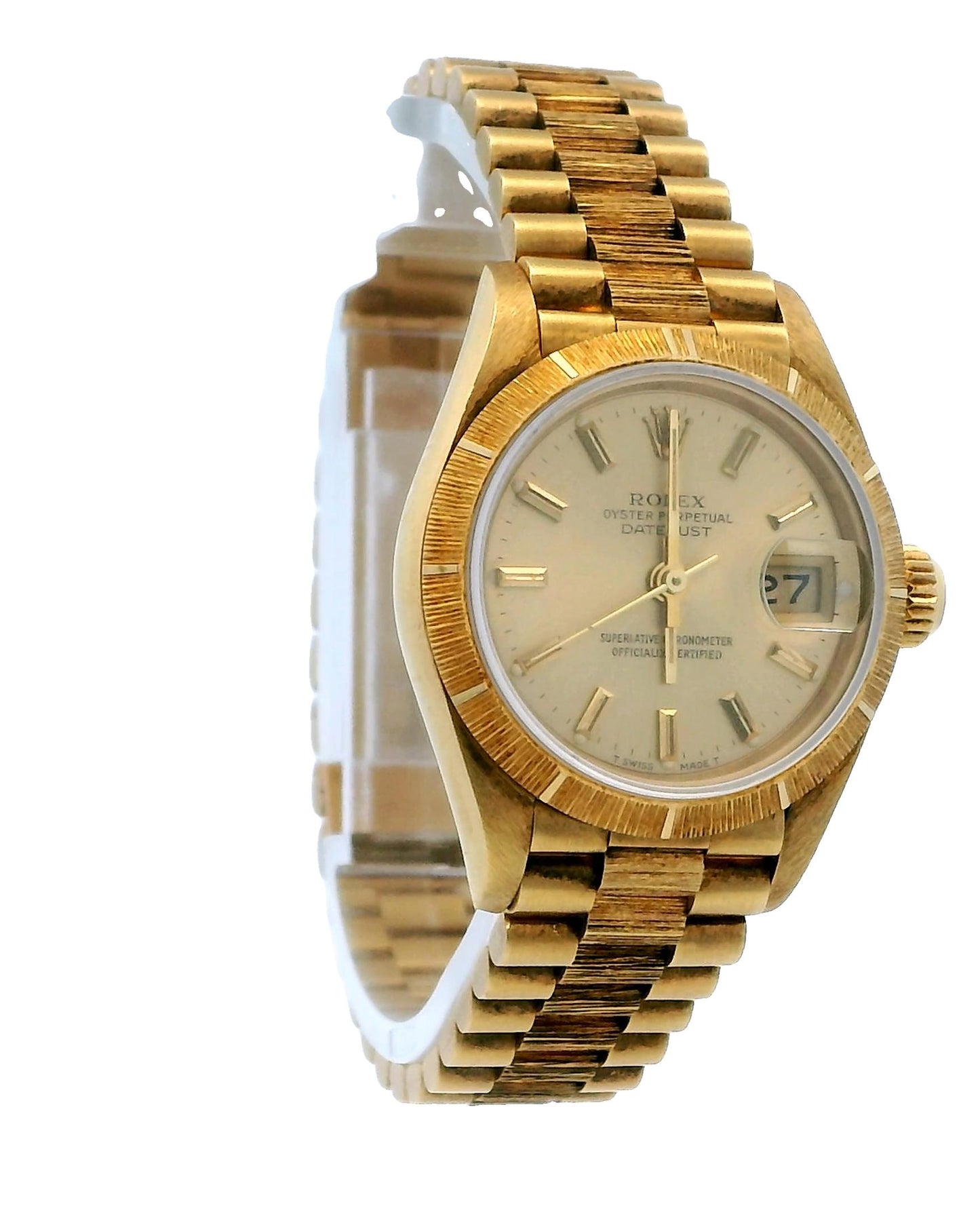 Rolex Datejust 69278 Champagne Dial Bark Finish Watch Box & Papers