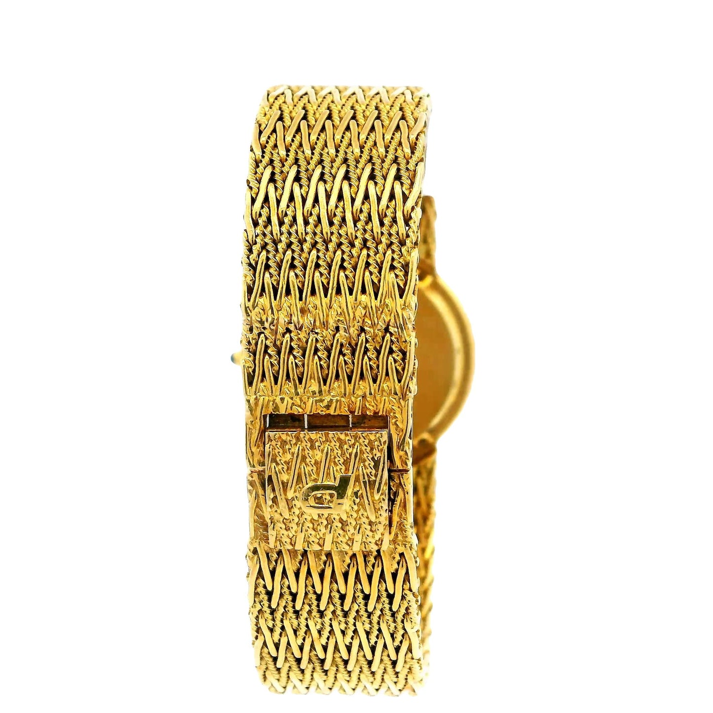 Piaget 18K Yellow Gold Mech Woven Bracelet Diamond Bezel Box & Papers