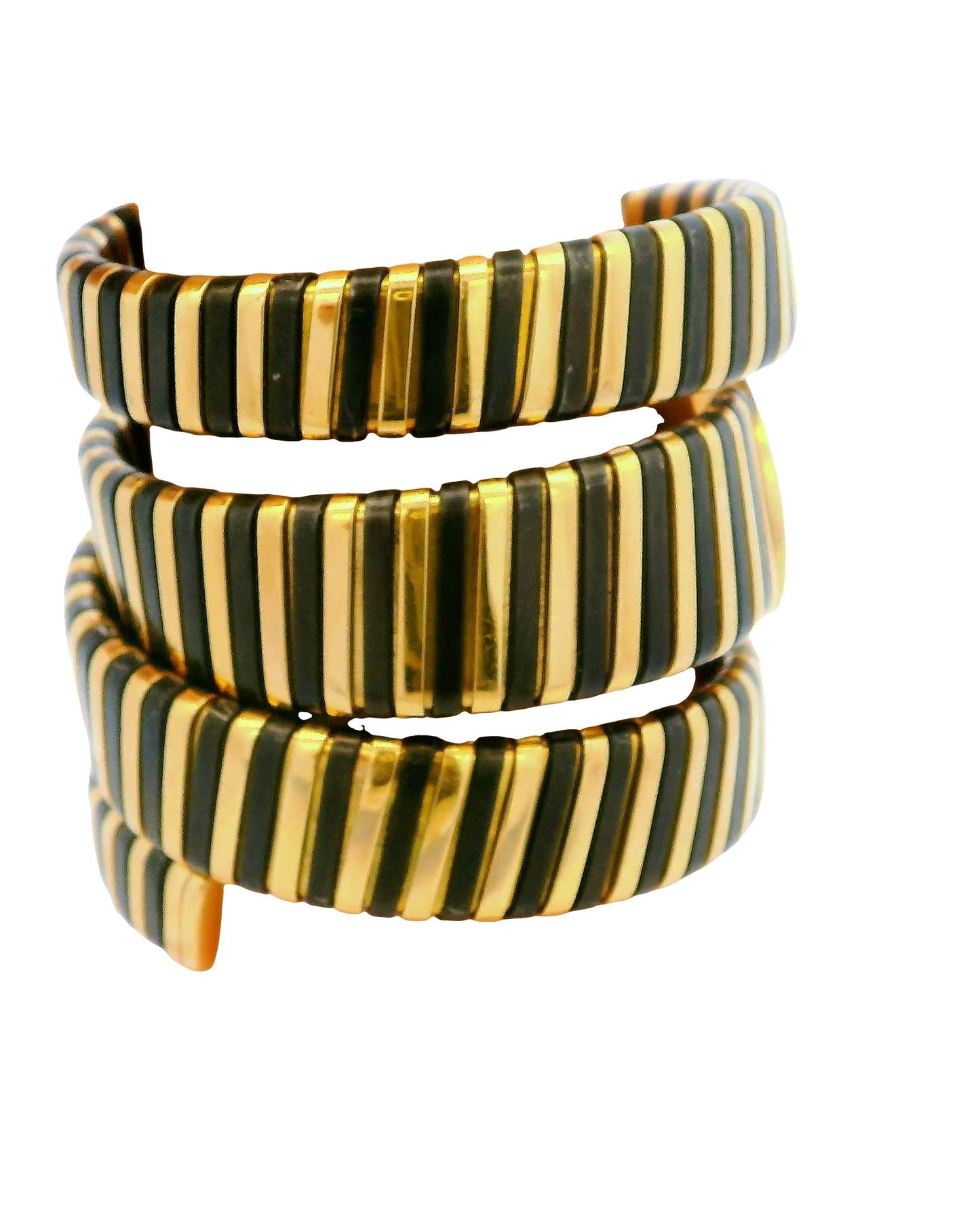 Bulgari Tubogas 18K Yellow and Blackened Gold Vintage Rare Watch