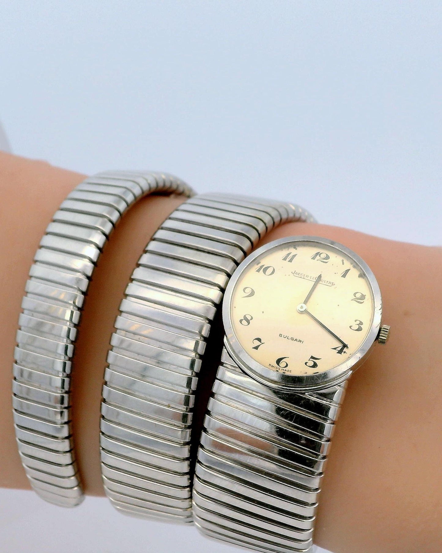 Bvlgari Tubogas 18K White Gold W/Jaeger-LeCoultre Movement Vintage Watch