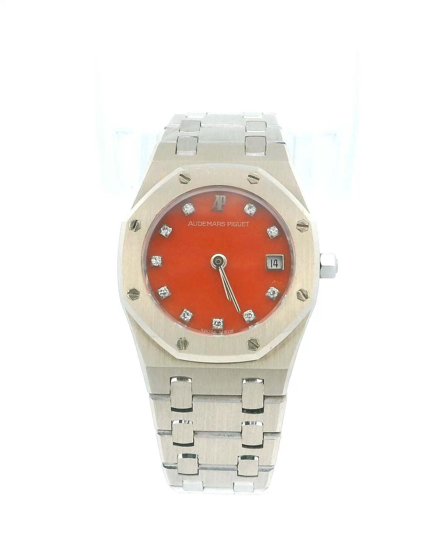 Audemars Piguet Royal Oak 18K White Gold Coral Diamond Dial Ladies Watch