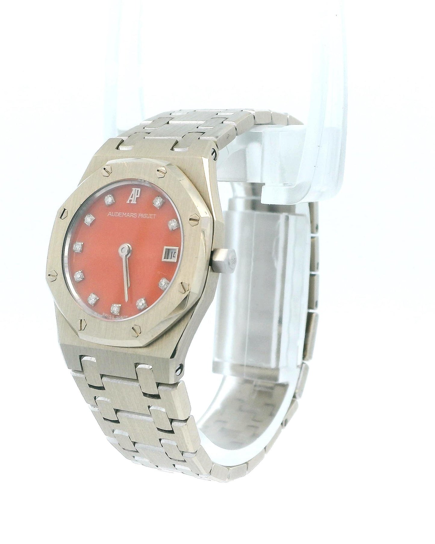 Audemars Piguet Royal Oak 18K White Gold Coral Diamond Dial Ladies Watch