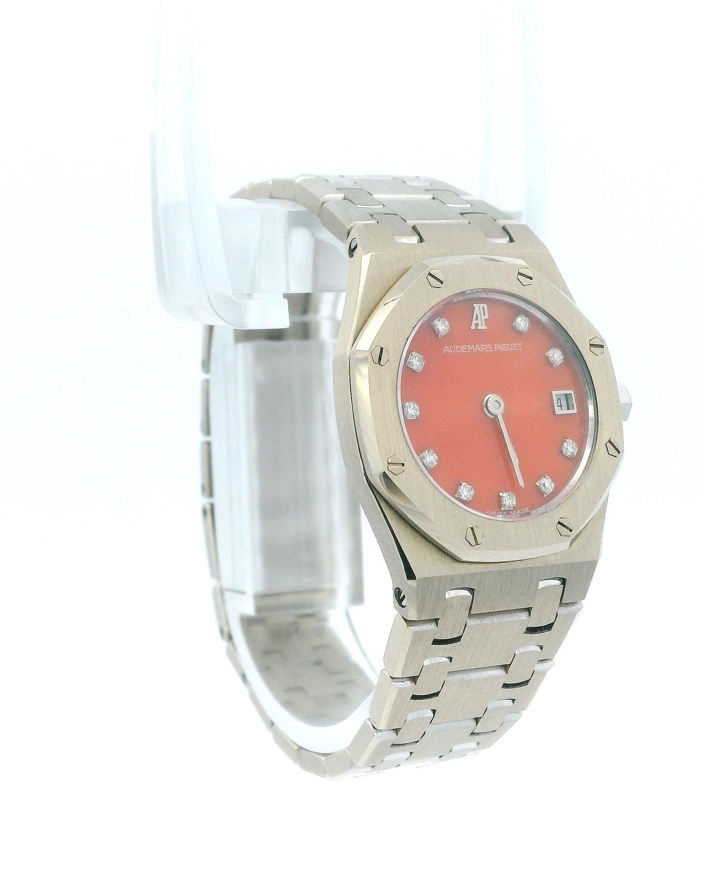 Audemars Piguet Royal Oak 18K White Gold Coral Diamond Dial Ladies Watch