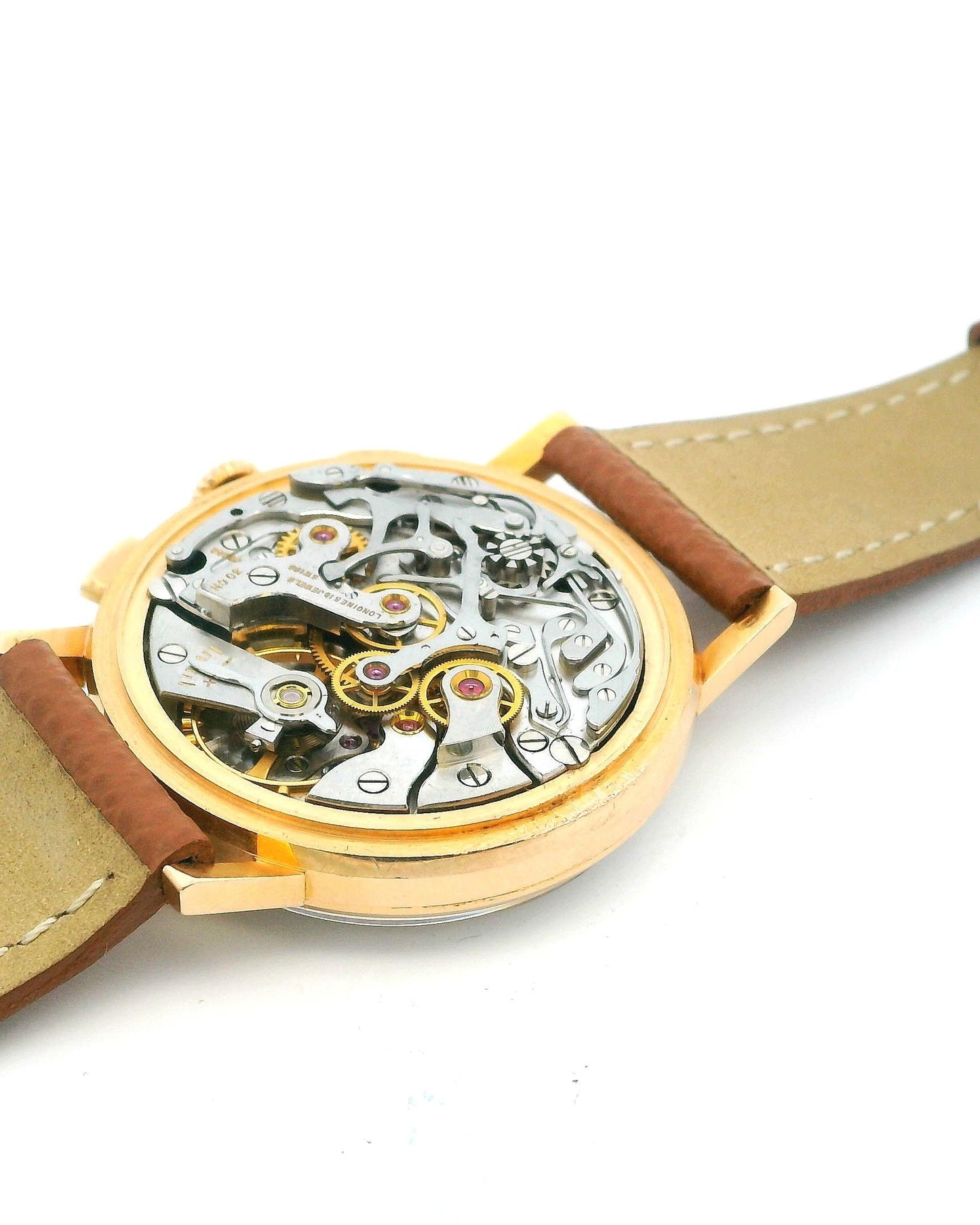 Longines 18K Rose Gold Manual Wind Chronograph Vintage Watch