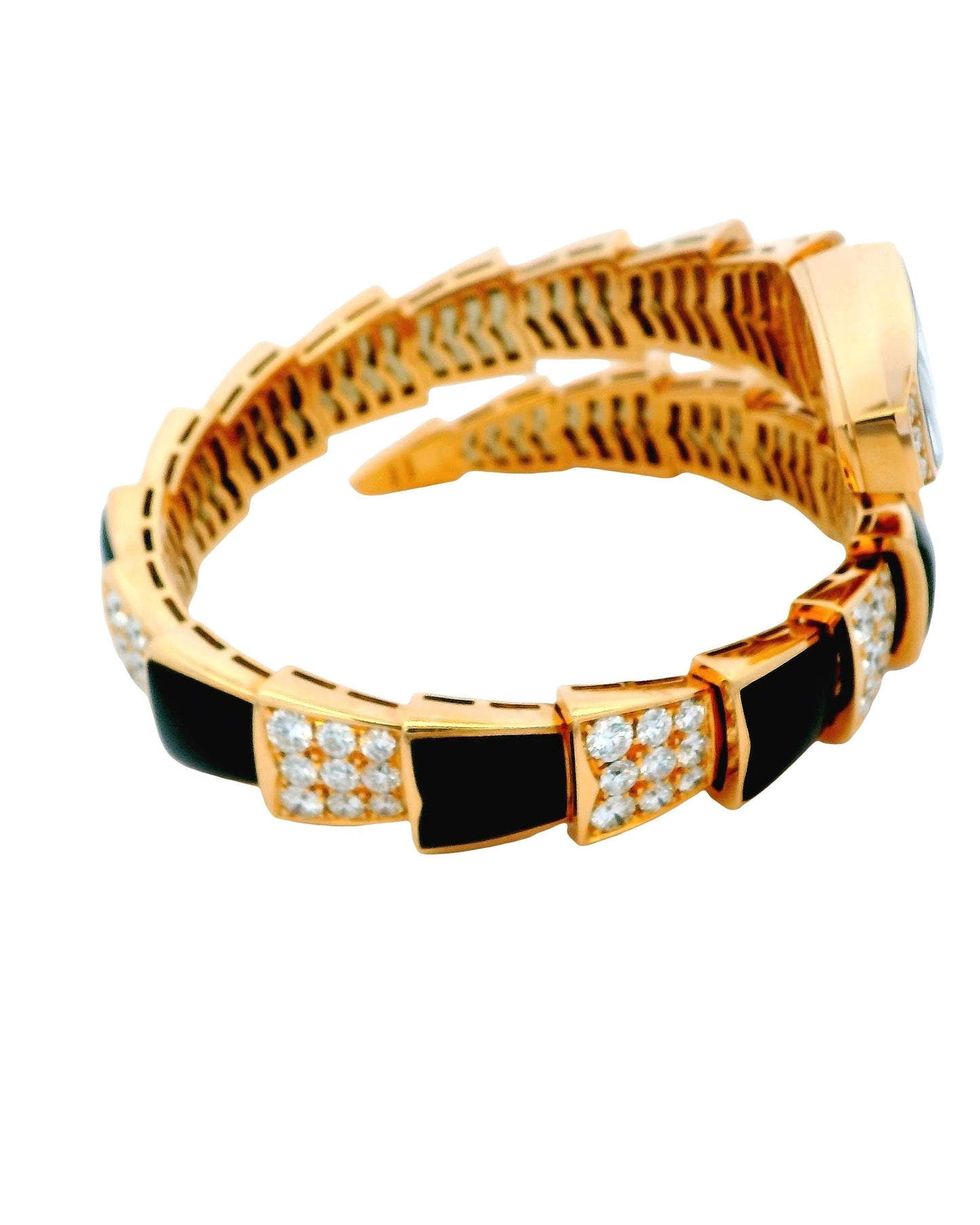 Bvlgari Serpenti Diamond Onyx Quartz Watch W/Papers