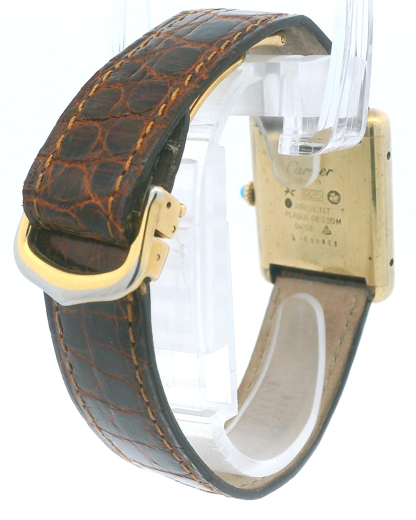Cartier Tank Vermeil Mechanical Gold Plated Deployant Buckle Vintage Watch