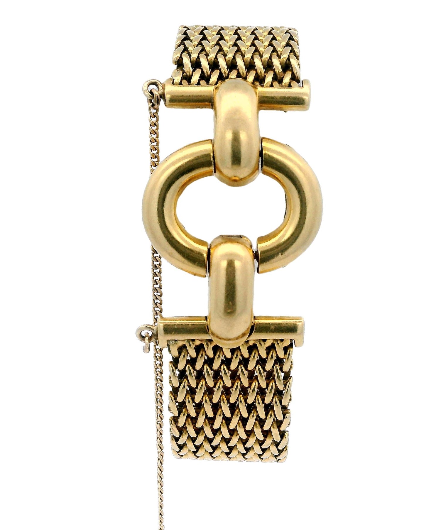 Jaeger Lecoultre-Gubelin 18k Yellow Gold Pave Stirrup Mesh Bracelet Ladies Watch