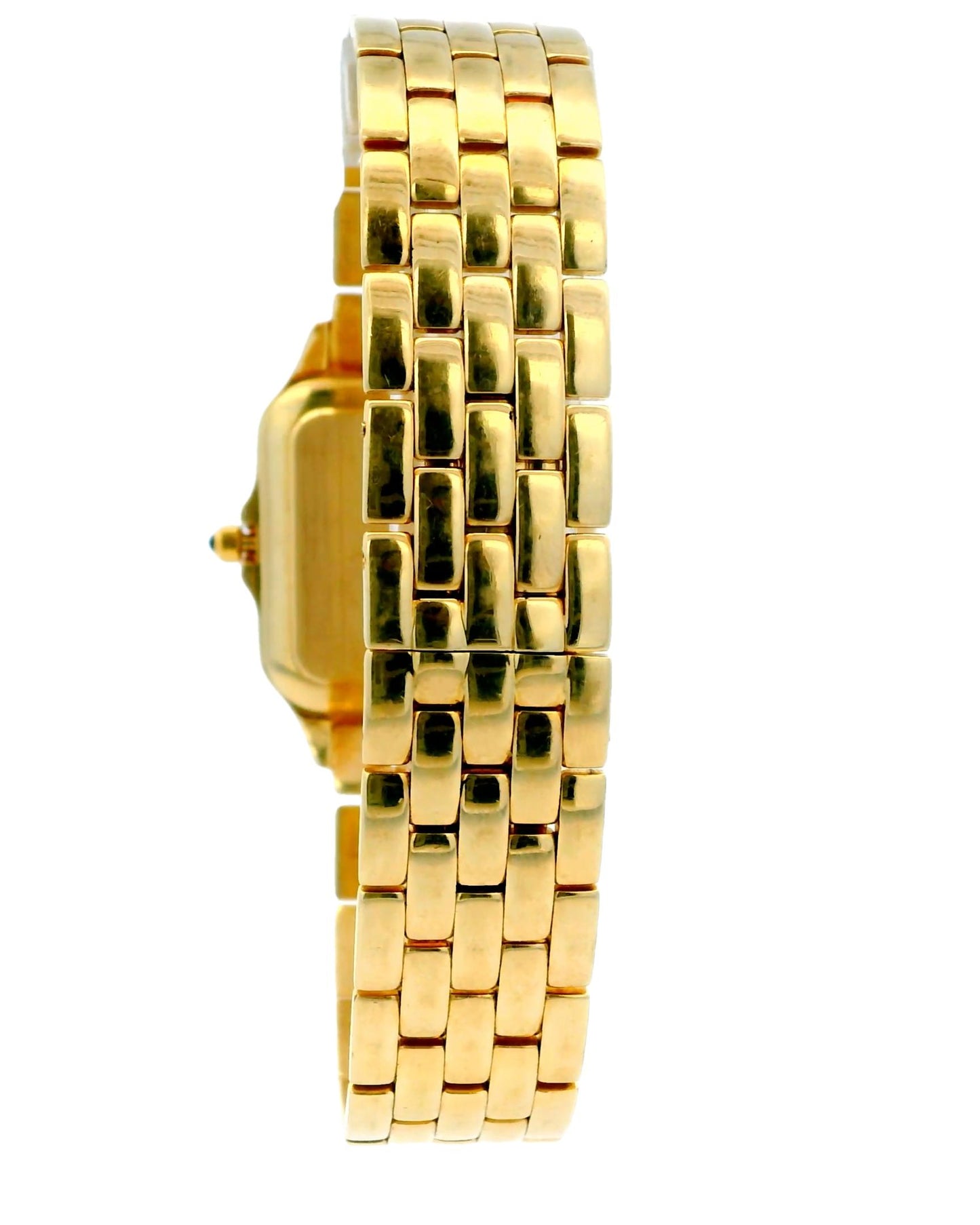 Pave Case & Dial Panthere Imitation 14K Yellow Gold Watch