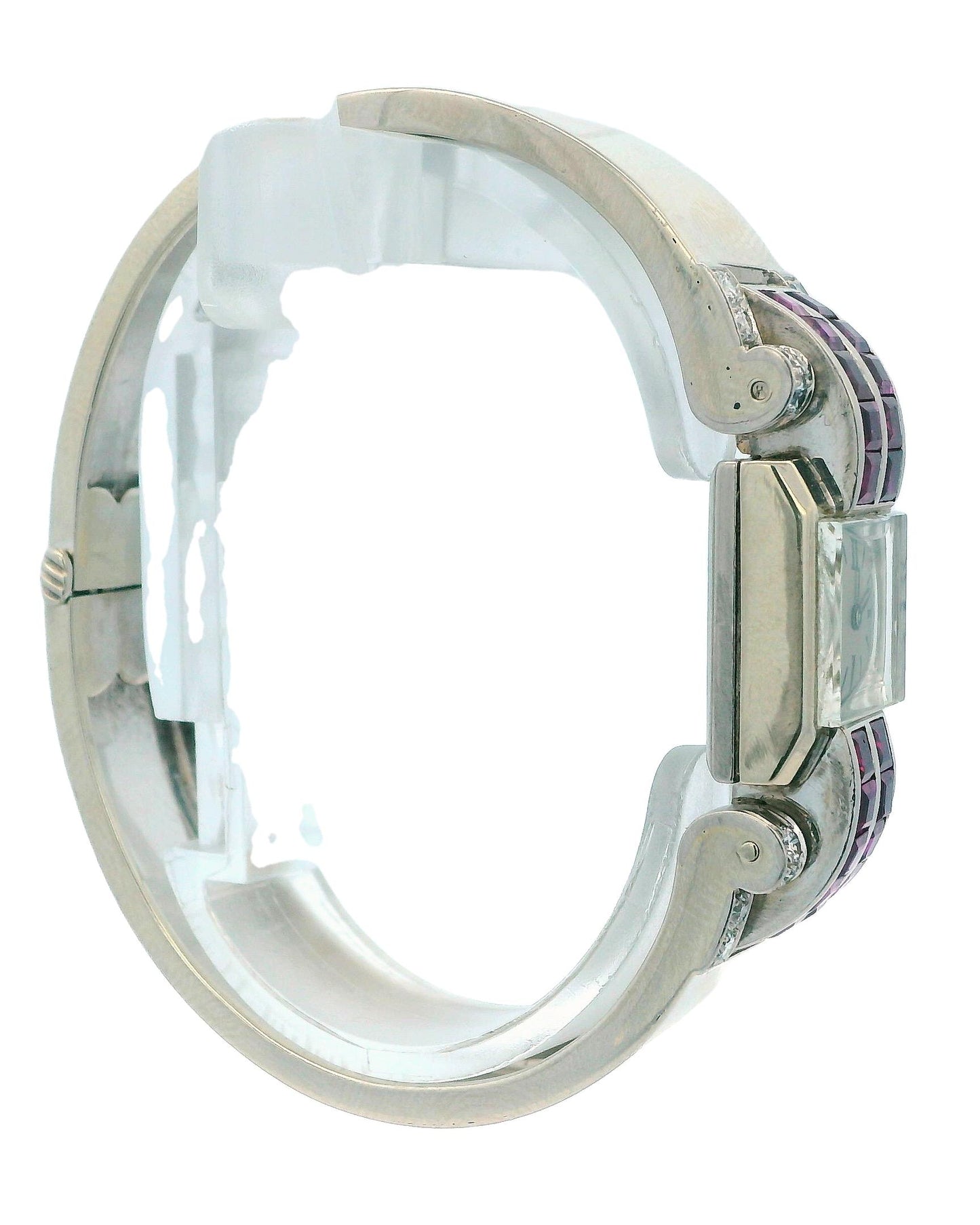 Deaville Retro 14K White Gold With Ruby & Diamonds Ladies Watch