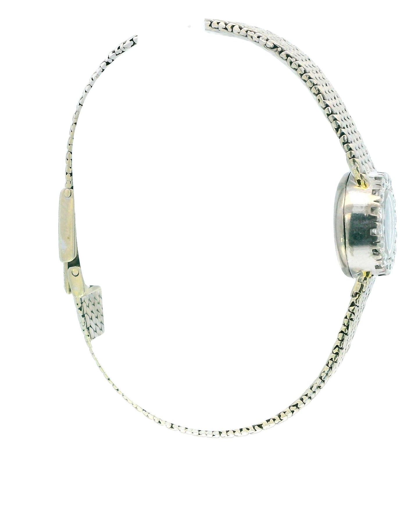 Movado 18K White Gold & Diamond Bezel Mesh Bracelet Ladies Watch
