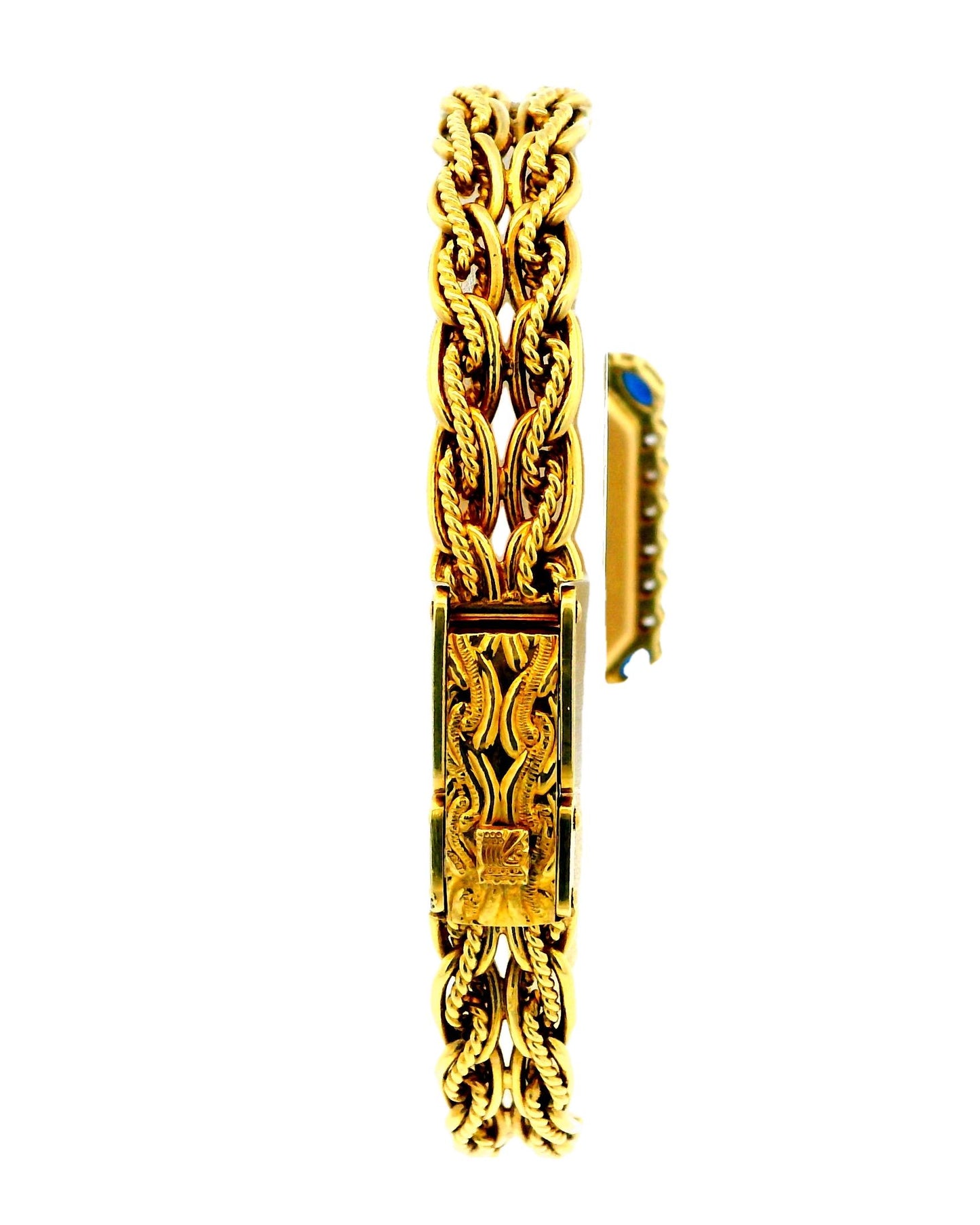 Montre Royale 18k Yellow Gold With Mesh Twist Bracelet Diamond & Sapphire Bezel