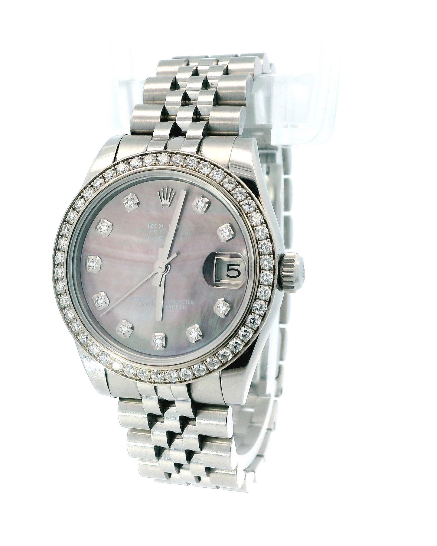 Rolex DateJust 178384 Tahitian MOP Diamond Dial Box & Papers