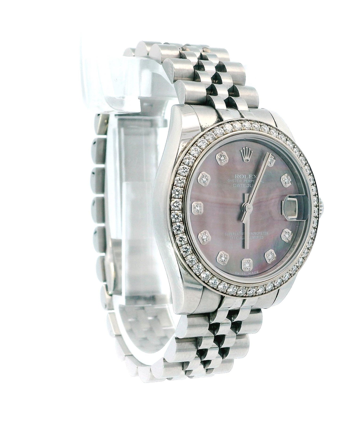 Rolex DateJust 178384 Tahitian MOP Diamond Dial Box & Papers