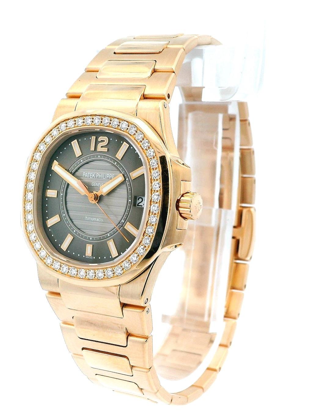 Patek Philippe Nautilus 7010/1R Tiffany&Co Taupe Dial & Diamond Bezel Watch
