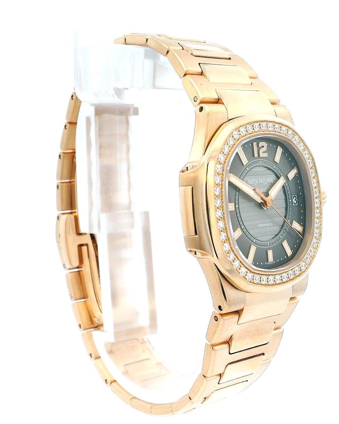 Patek Philippe Nautilus 7010/1R Tiffany&Co Taupe Dial & Diamond Bezel Watch