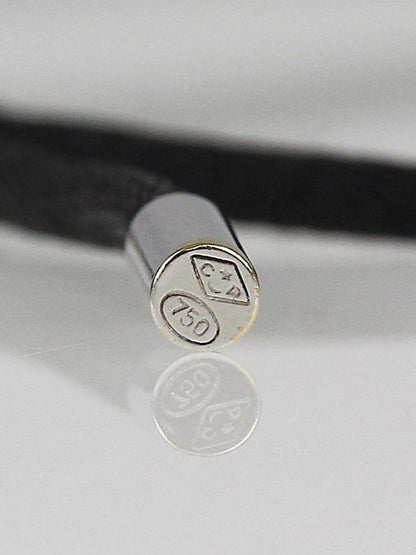 Cartier Pasha 18K White Gold Grid Pendant Necklace Black Cord