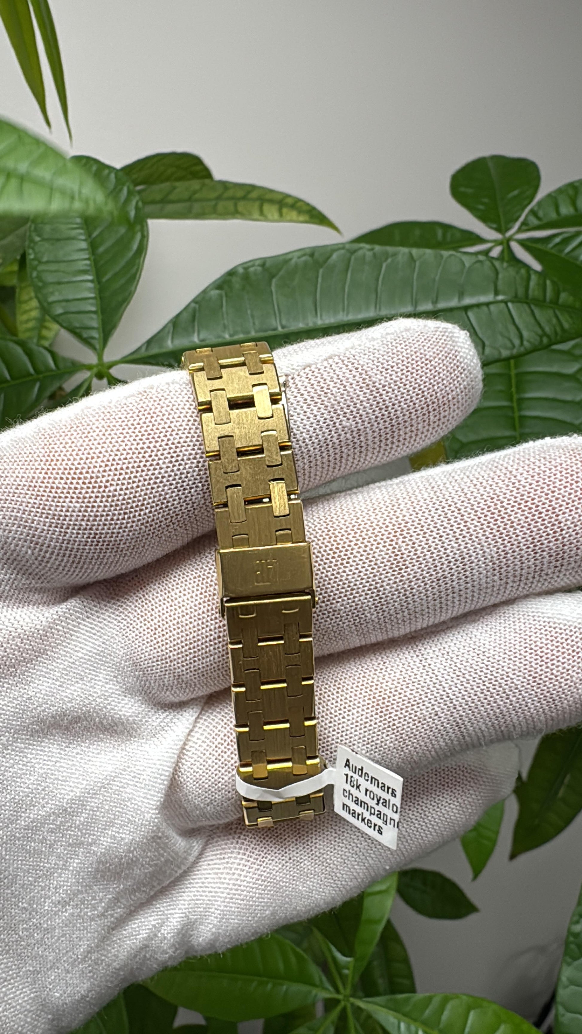 Audemars Piguet-Royal Oak Champagne Diamond Dial 18K Yellow Gold Ladies Watch