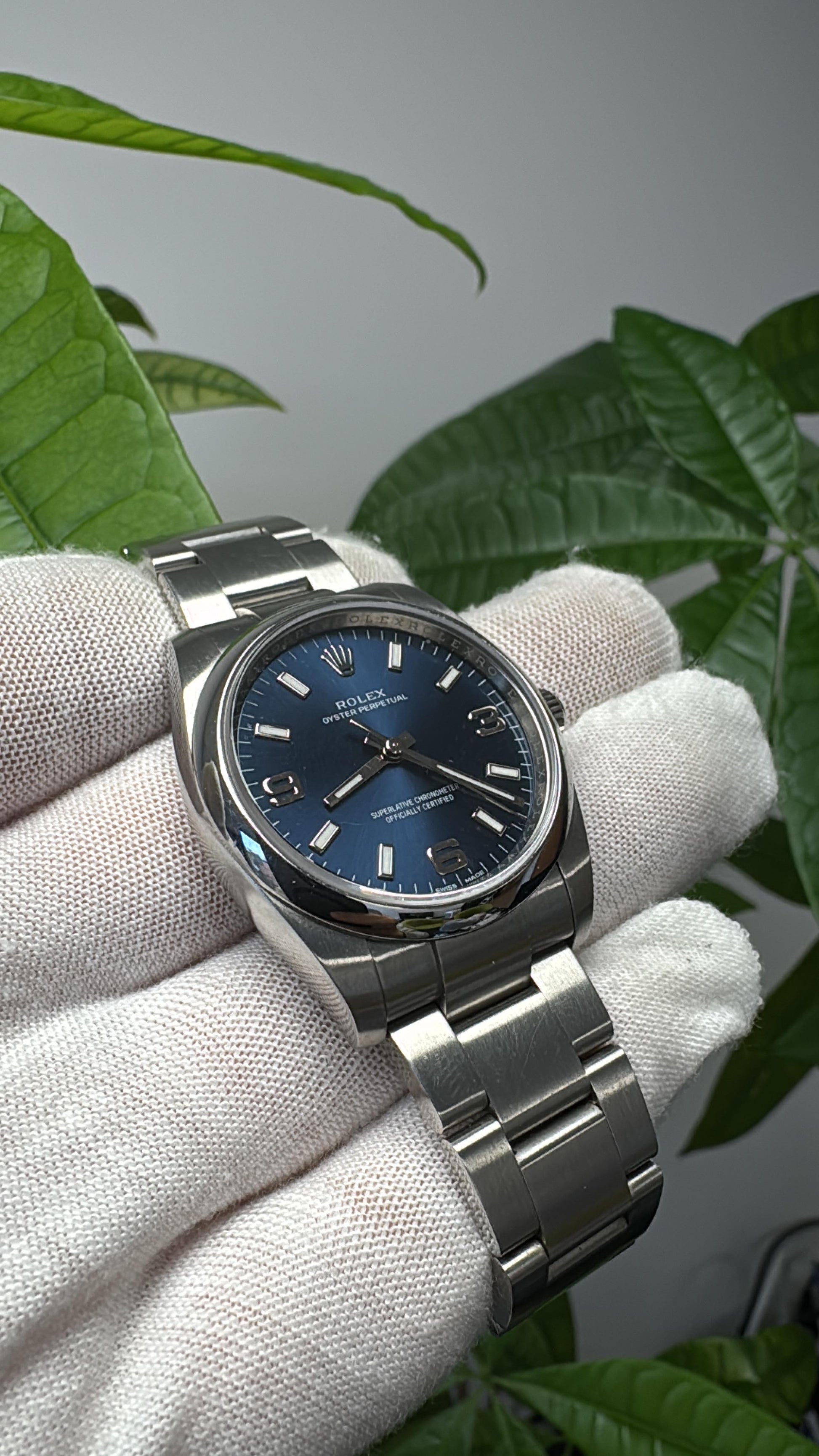 Rolex OP 114200 Blue Dial Smooth Bezel Steel Watch