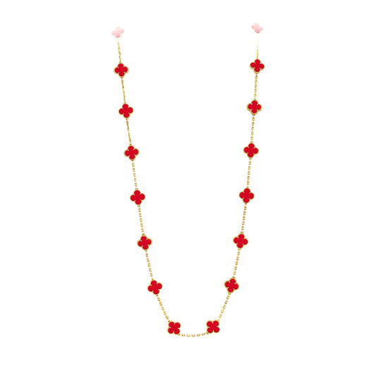 Van Cleef & Arpels Vintage Alhambra Carnelian Necklace, 20 motifs