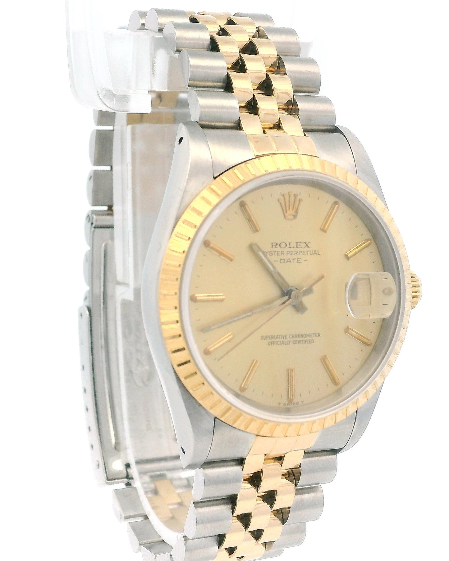 Rolex Date 15223 18K Yellow Gold & Stainless Steel Jubilee Bracelet Watch.