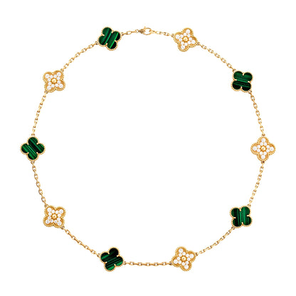 Van Cleef & Arpels Alhambra 10 Motif Pave/Malachite Box and Certificate